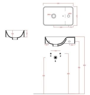 Раковина ArtCeram LAVAMANI UNION LML003 01 00 54 см